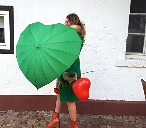 VON LILIENFELD Regenschirm Herz grün Sonnenschirm Brautschirm Hochzeitsschirm