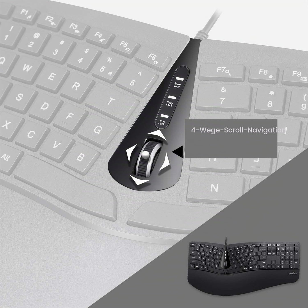 Perixx Periduo-505, kabelgebundene USB-Tastatur und vertikale Maus, Kombination mit Verstellbarer Ha