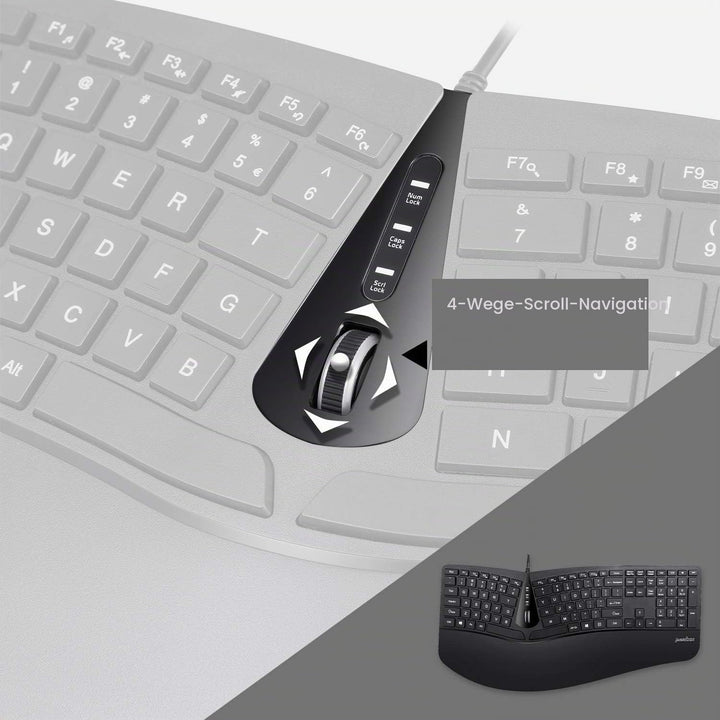 Perixx Periduo-505, kabelgebundene USB-Tastatur und vertikale Maus, Kombination mit Verstellbarer Ha