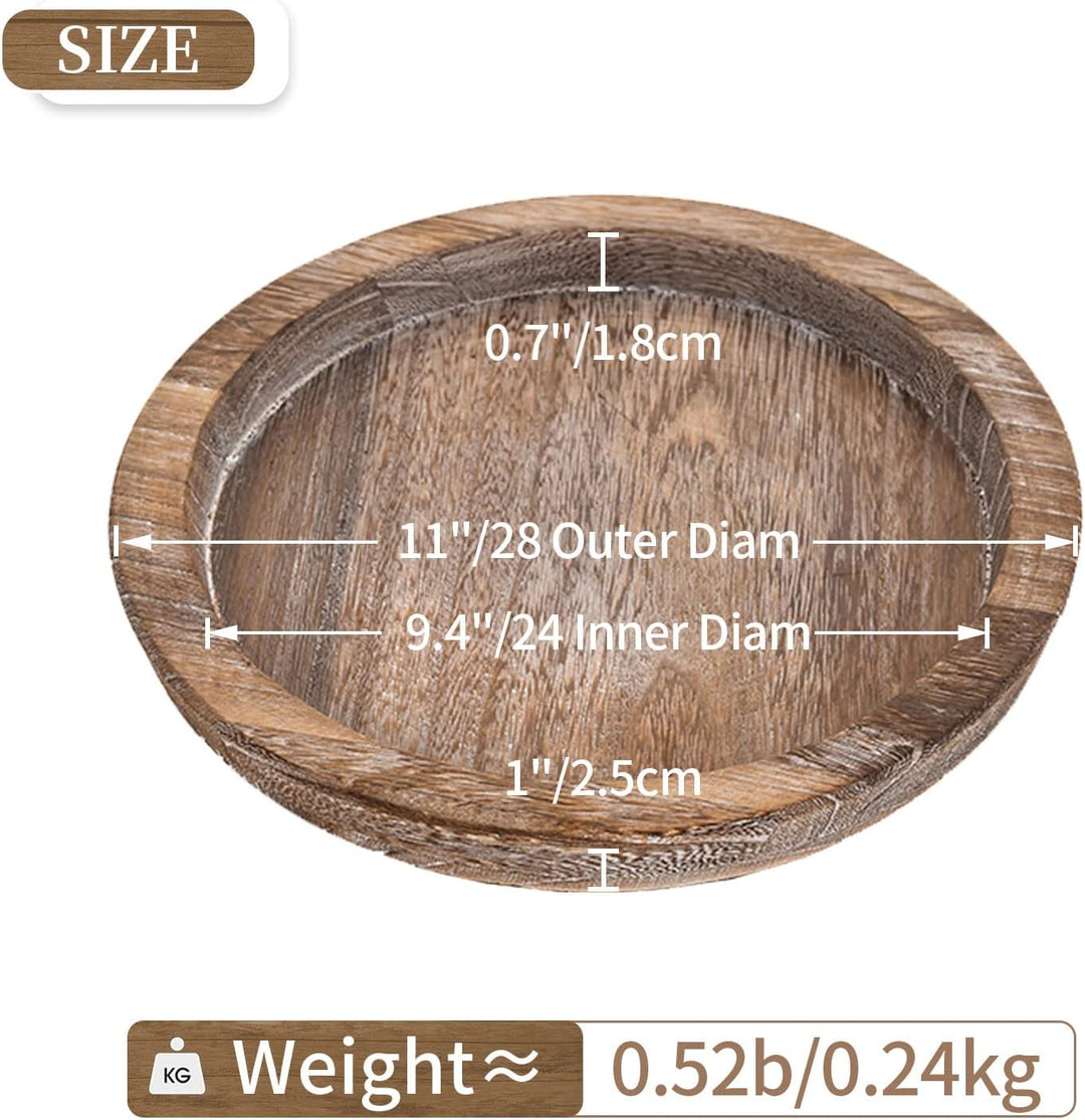 Hanobe Rustikales Serviertablett aus Holz: Set Mit 2 Runden Holz-Butlern, Dekoratives Vintage-Mittel