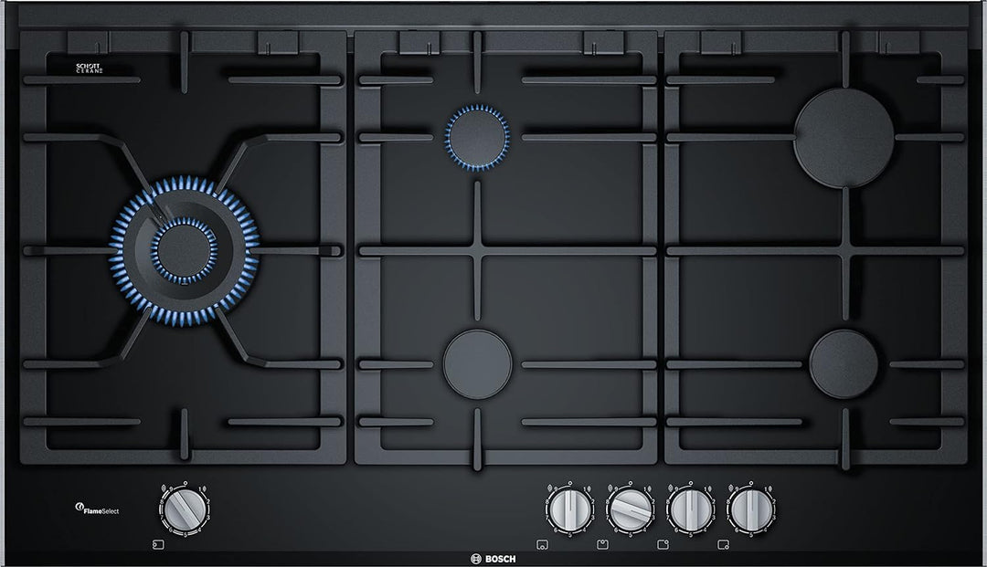 BOSCH PRS9A6B70D Gaskochfeld Serie 8, autarker Gasherd 90 cm breit, FlameSelect, Spülmaschinenfeste