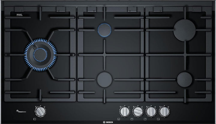 BOSCH PRS9A6B70D Gaskochfeld Serie 8, autarker Gasherd 90 cm breit, FlameSelect, Spülmaschinenfeste