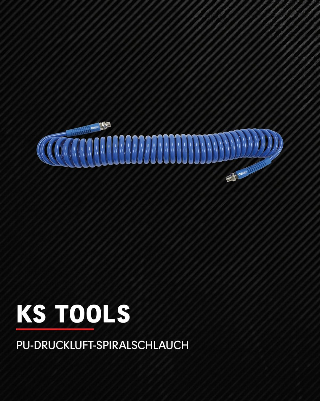 KS Tools Spiralschlauch Druckluft 515.3335 Ø 8mm I 15m langer, elastischer PU-Druckluftschlauch mit