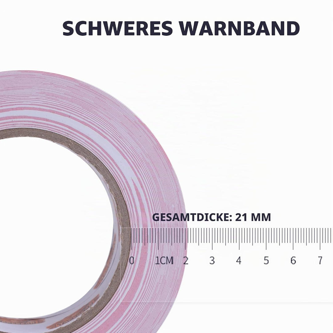 TAPEBEAR Absperrband Warnklebeband Rot und Weiss Flatterband Warnband Gefahr Warnung PVC Selbstklebe