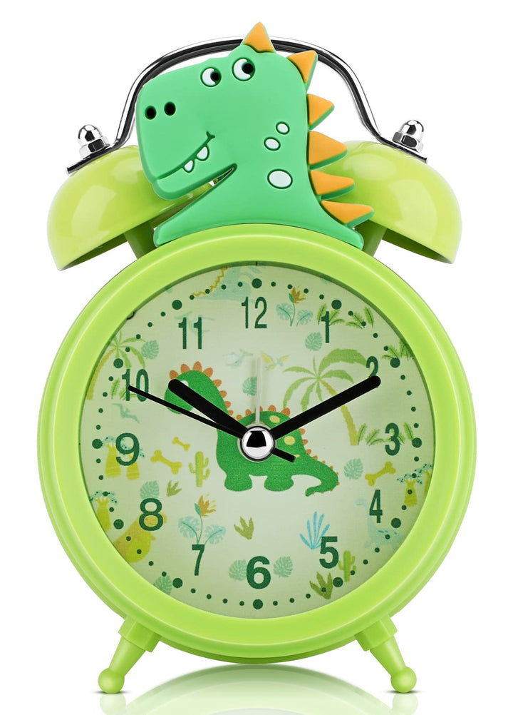 TCJJ Dinosaurier Wecker Jungen,Nicht Tickend Niedlich Grün Wecker Kinder Jungen,Klassischer Lauter D