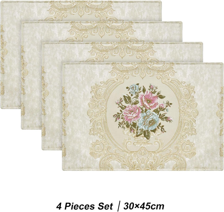 TOPLUXE Platzsets 4er Sets Florales Tischset Abwaschbar 30x45cm Platz-Matten für Esstisch Urlaub Par