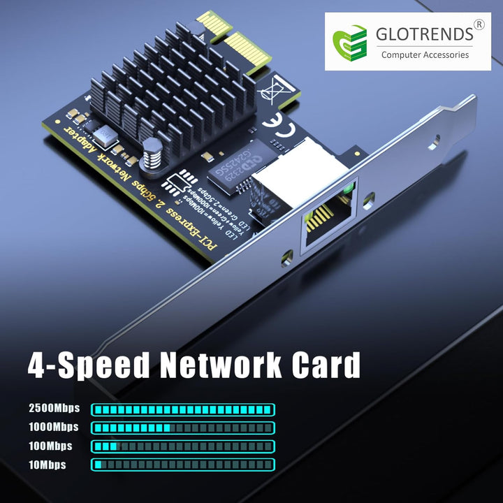 GLOTRENDS LE8105 2.5Gbps PCIe Ethernet Netzwerkkarte, RTL8125BG Chip, RJ45 LAN Port, PCIe X1 Install