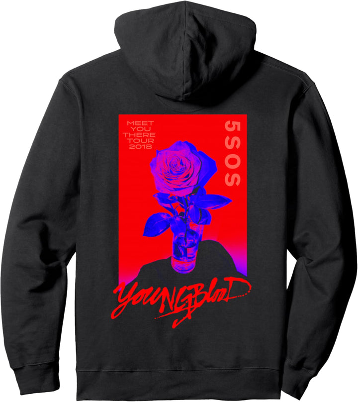 5 Seconds of Summer - Youngblood Logo Rose Front Back Print Pullover Hoodie