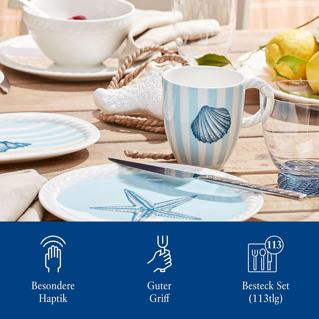 Villeroy und Boch - Montauk Tafelbesteck, 113 tlg., für bis zu 12 Personen, Edelstahl, spülmaschinen