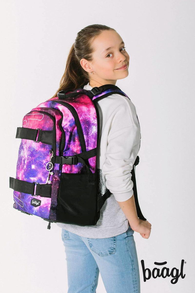 Baagl Schulrucksack Set Mädchen 3 Teilig, Schultasche ab 3. Klasse, Grundschule Ranzen mit Brustgurt