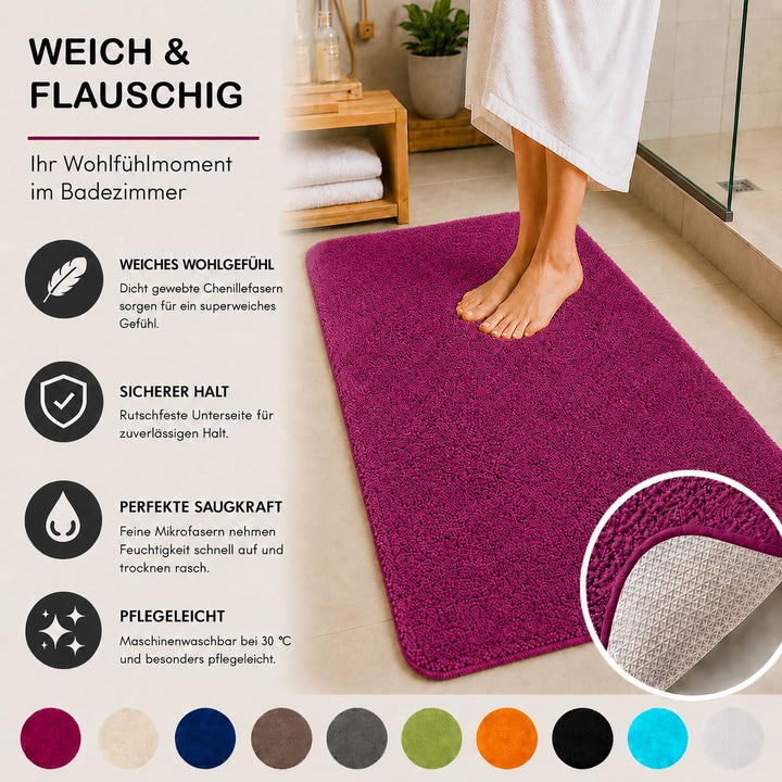 Brandsseller Badematte 70x120 cm Badezimmerteppich Badvorleger Badeteppich Beere 70x120 cm Beere, 70