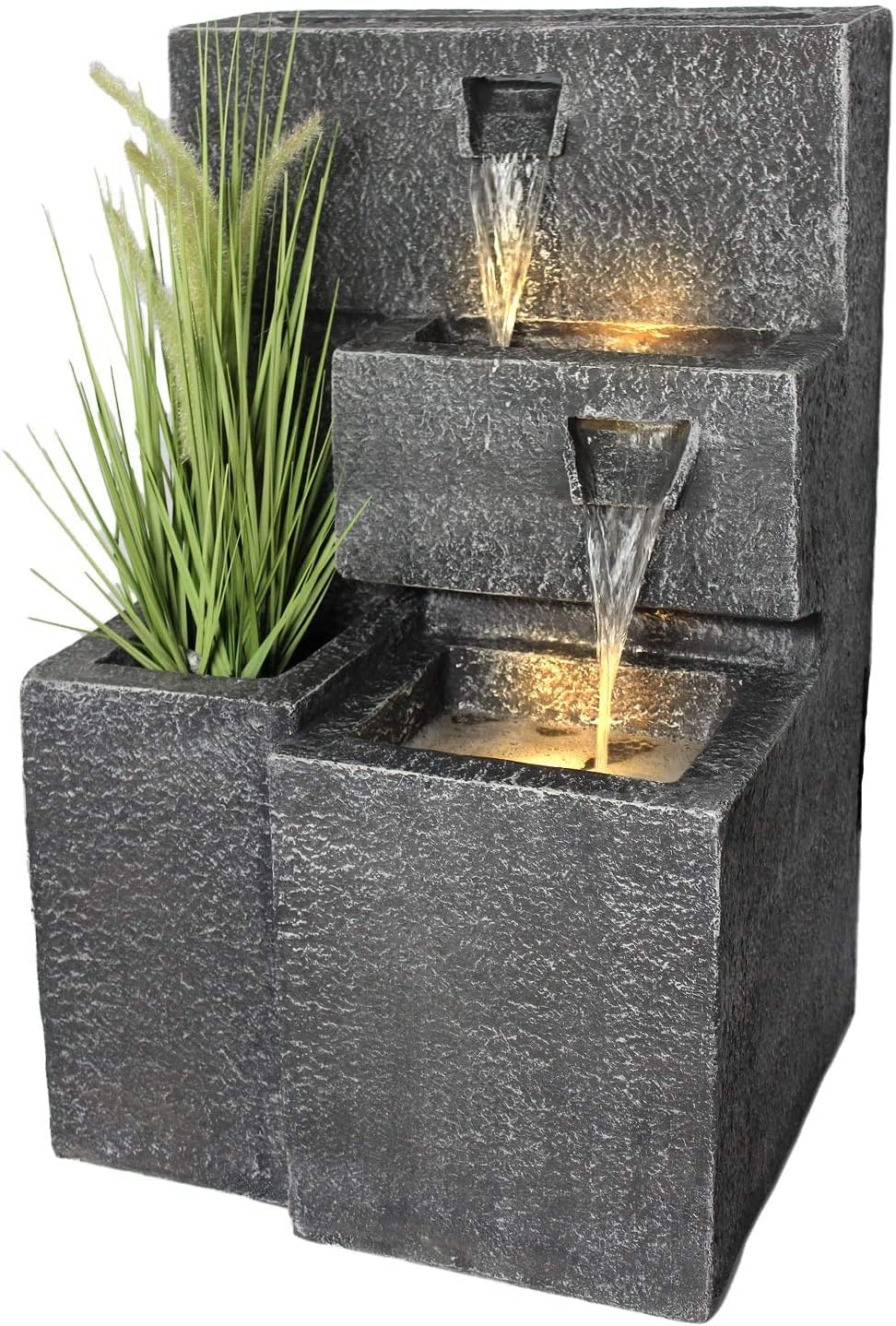 Solar Gartenbrunnen Grada bepflanzbar mit LED Beleuchtung Springbrunnen Akku Funktion Balkonbrunnen