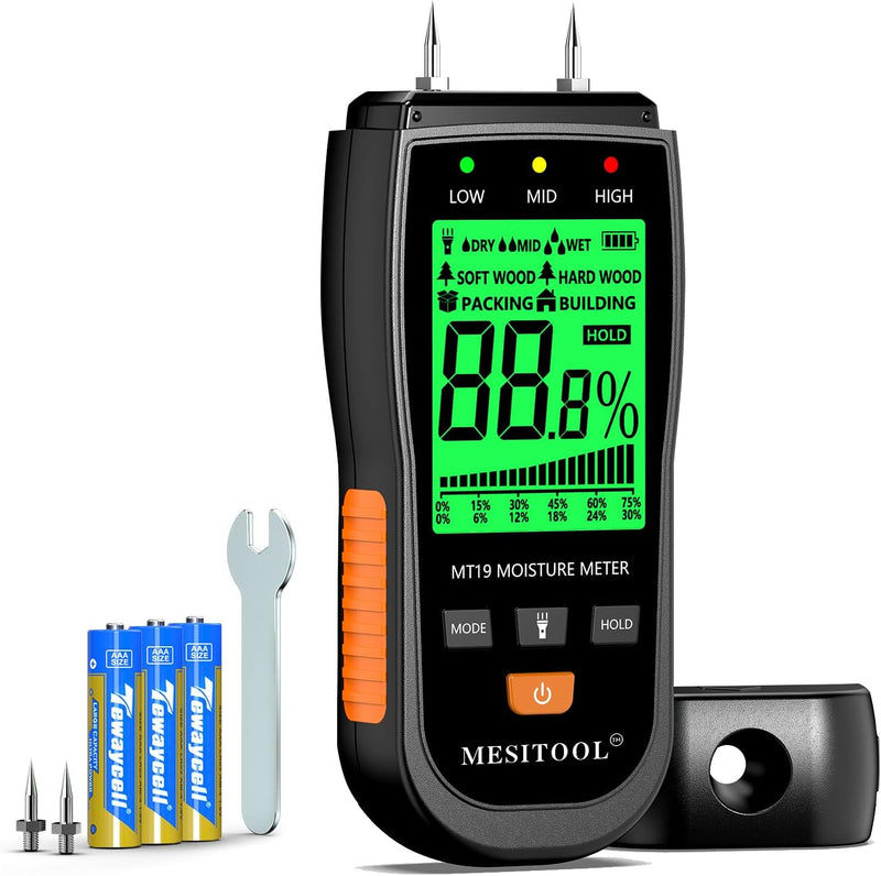 Feuchtigkeitsmessgerät Feuchtigkeitsmesser Detector mit LCD-Display Holzfeuchtemessgerät Pin-Typ Feu