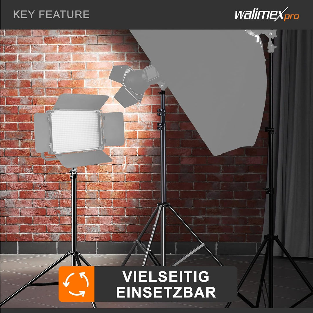 Walimex pro Lampenstativ WT-806 mit Federdämpfung I Höhe max. 256cm I stabiles Lichtstativ belastbar