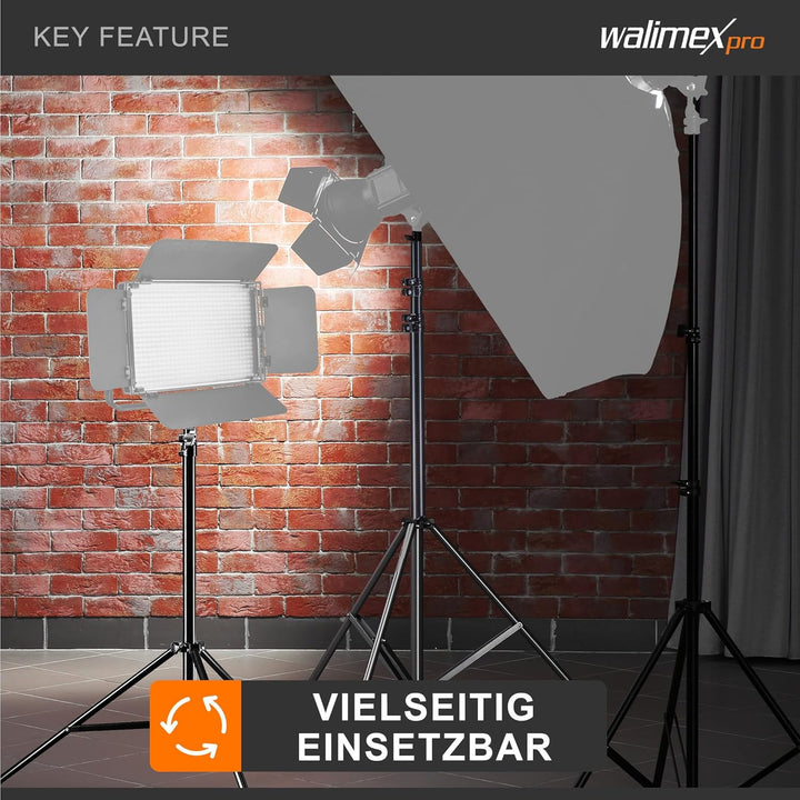 Walimex pro Lampenstativ WT-806 mit Federdämpfung I Höhe max. 256cm I stabiles Lichtstativ belastbar