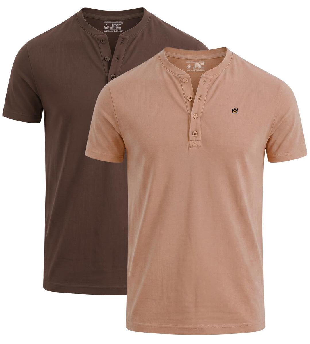JRC Just Royal Clothing 2er-Pack Herren-Henley-T-Shirts mit halben Ärmeln, leichte Henley-Oberteile