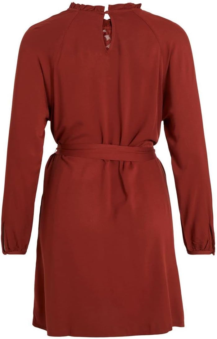 Vila Damen Visuvita L/S Lace Dress/Su-Noos Kleid 42 Fired Brick, 42 Fired Brick