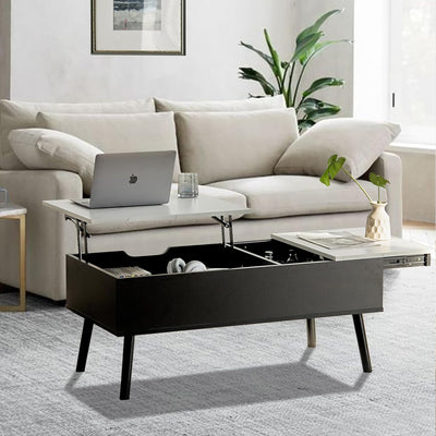 JanflyHome Höhenverstellbarer Couchtisch, Couchtisch, Hubplatte Couchtisch, Couchtisch mit Schiebepl