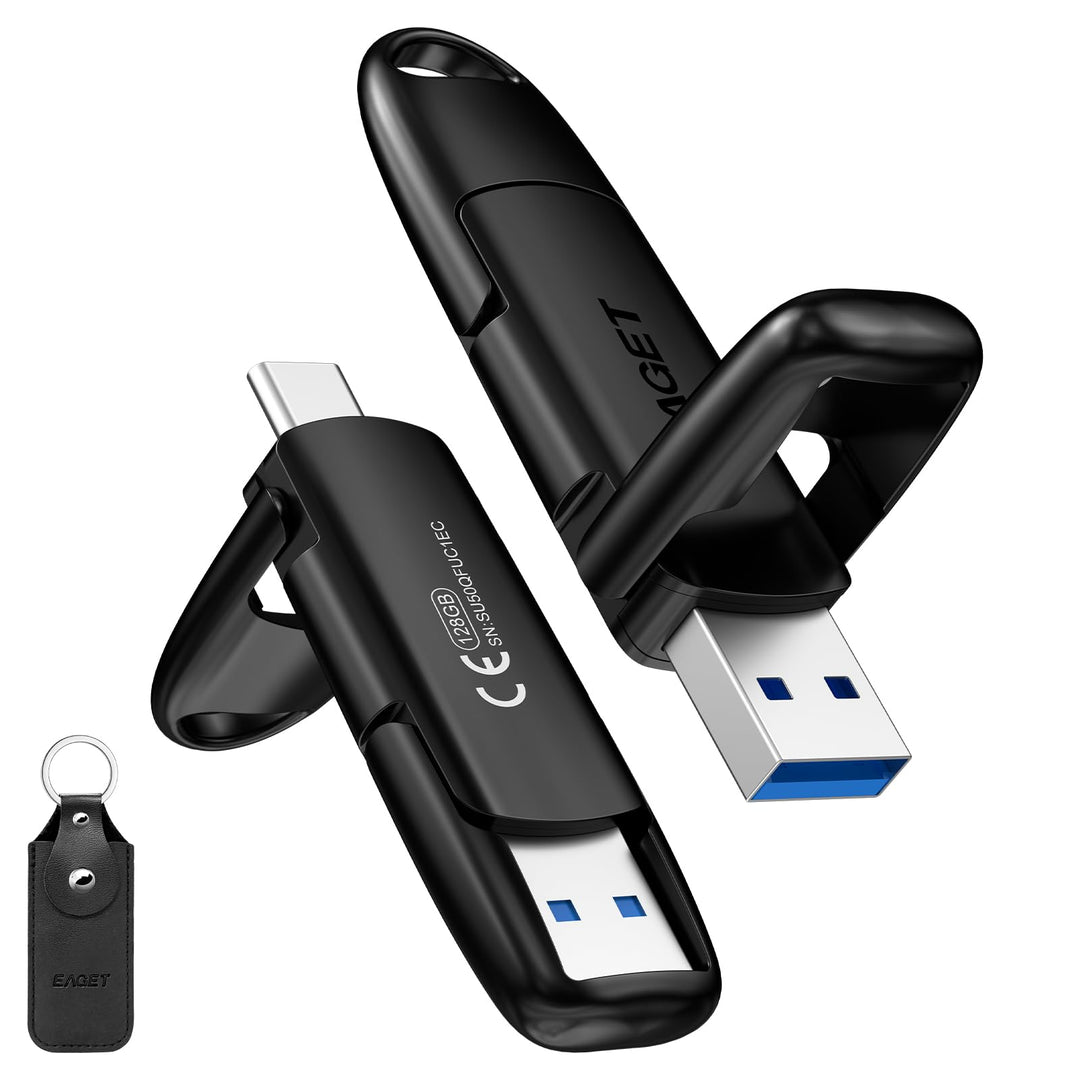 128GB USB C Stick, bis zu 400 MB/s, Dual Drive Typ-C & USB-A, USB 3.2 Speicherstick, Metallgehäuse,