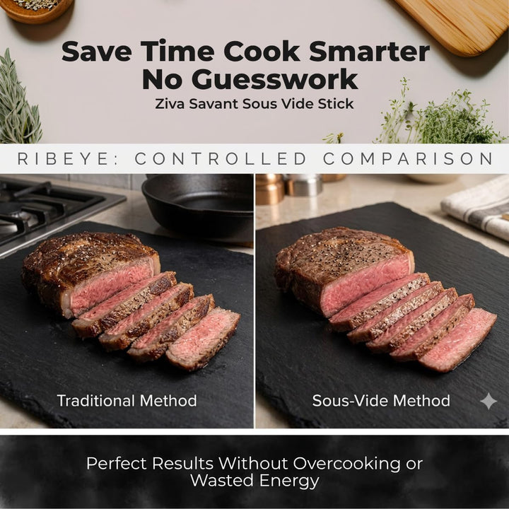 Ziva Savant Sous Vide Stick 1200 W Präzisionskocher mit LCD-Touch IPX7 wasserdicht geeignet bis 30 L