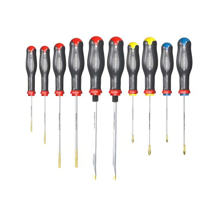 Facom at.J10 Schraubendreher-Satz Standard-Schraubendreher 10 PIECES - Lames Rondes, Standard-Schrau