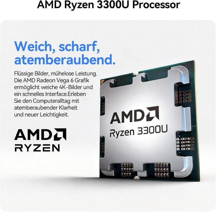 Huidun H50 Ryzen 3300U Mini PC Win 11 Pro(Bis zu 3.5GHz), 16GB DDR4 512GB SSD, USB3.2/Dual WiFi/DP+H