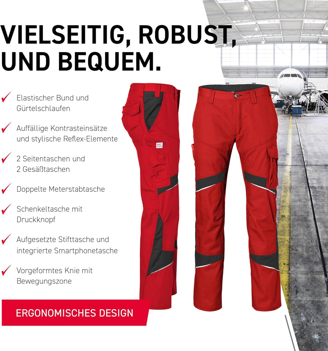 Kübler 25505365-5599-48 Damenhose Activiq Grösse 48 in mittelrot/schwarz Rot 48, Rot 48