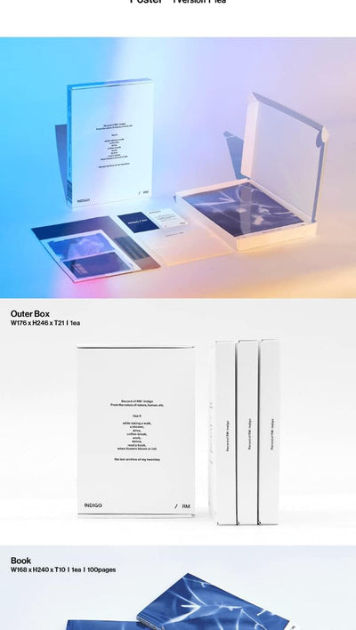 BTS RM Indigo 1st Solo Album Contents+Book+Postcard+Photocard+Fabric card+Instatnt photo/Lyric book+