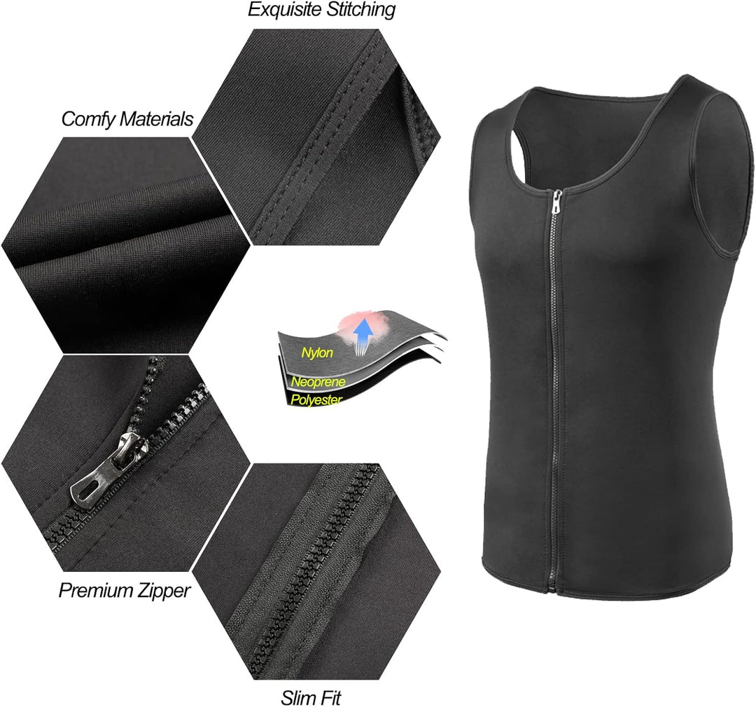 FEimaX Herren Sauna Schweiss Weste Taille Trainer Fitness Abnehmen Shapewear Trainingsanzug Schwitzw