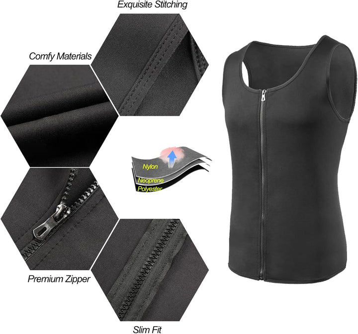 FEimaX Herren Sauna Schweiss Weste Taille Trainer Fitness Abnehmen Shapewear Trainingsanzug Schwitzw