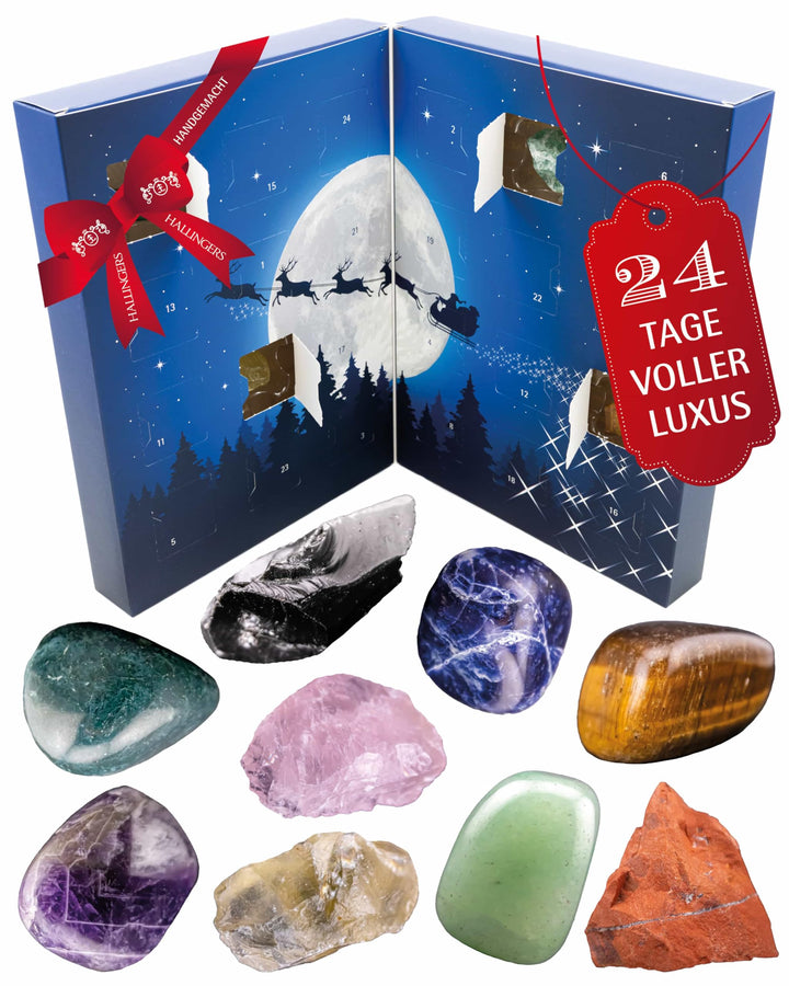 Hallingers Mondschein - Luxus Edelsteine Adventskalender, abwechslungsreich geschliffen & naturrau h