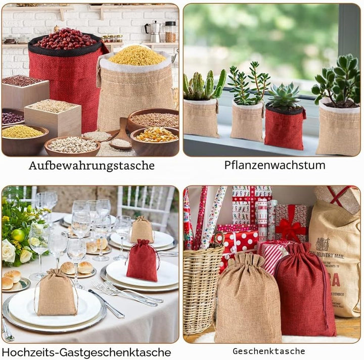CLTPY 30 Stück Jutesäckchen 20x30 cm mit Kordelzug, Geschenktüten Baumwollsäckchen Stoffsäckchen für