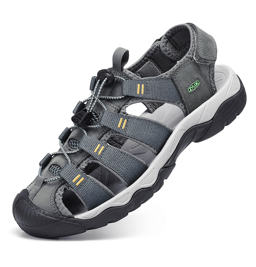 ZYLDK Herren Sandalen Leder Strand Trekkingsandalen Outdoorschuhe Sommer Wanderschuhe Männer Sport-O