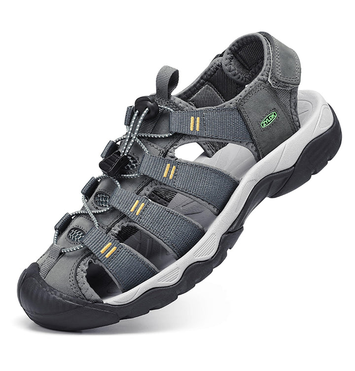 ZYLDK Herren Sandalen Leder Strand Trekkingsandalen Outdoorschuhe Sommer Wanderschuhe Männer Sport-O