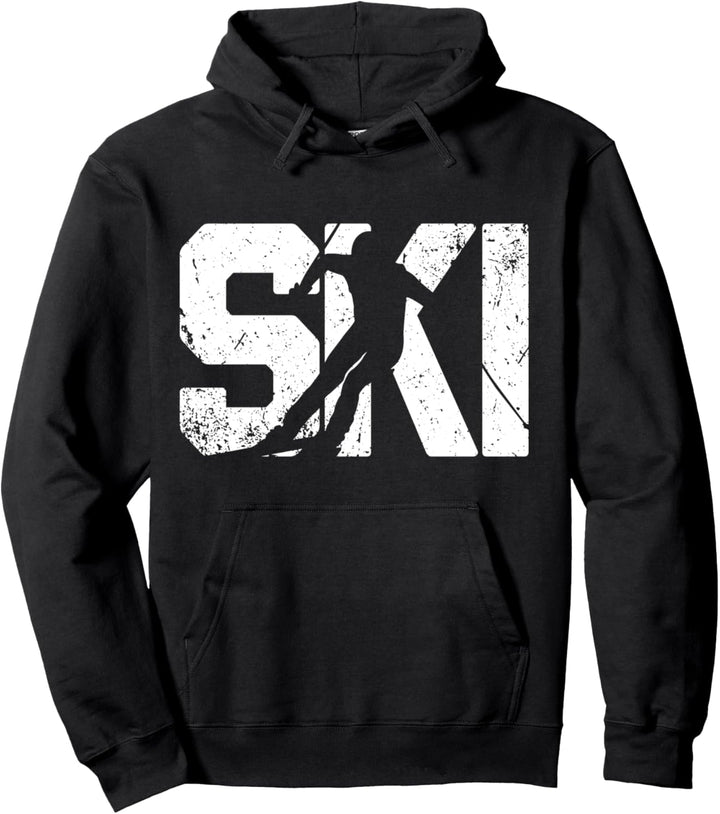 Vintage Skifahrer Berge Skifahren Wintersport Ski Fan Pullover Hoodie