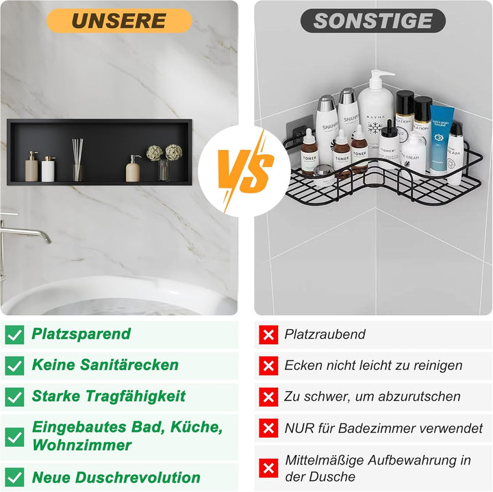 SONNI Wandnische Dusche Edelstahl, Eingebettete Duschnische, Einzelregal Lagerung für Badezimmer, Wa