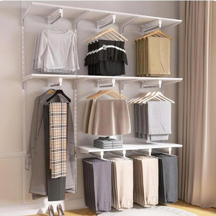 Ausziehbare Kleiderstange mit 2 Gleitschienen, ausziehbare Kleiderstange, verstellbare 30-80cm Kleid