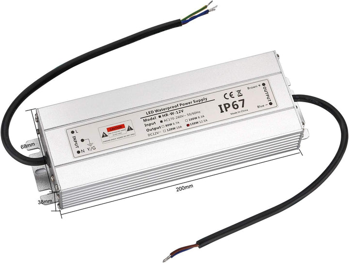 LED Trafo 12V 150W 12,5A IP67,geeignet für LED Stripes und Leuchtmittel,Upgrade Transformator Netzte