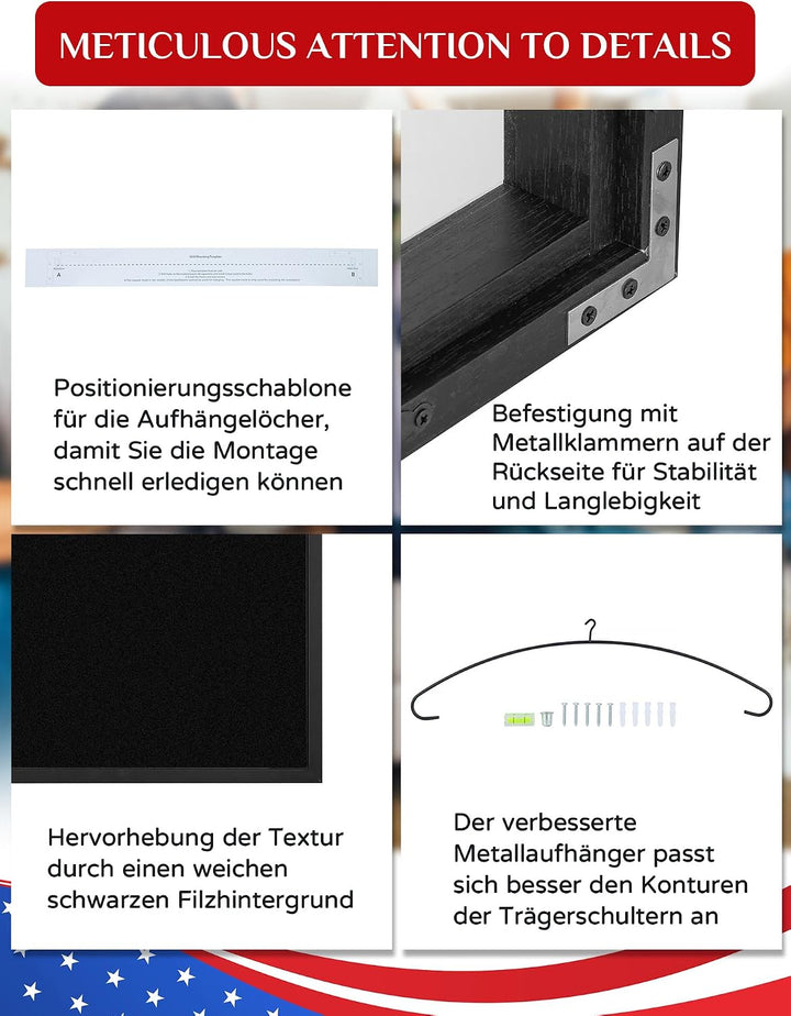 Trikotrahmen Bilderrahmen für Trikot: Rahmen zum befüllen Fussball Trikot - Gross Holz Tiefer Objekt