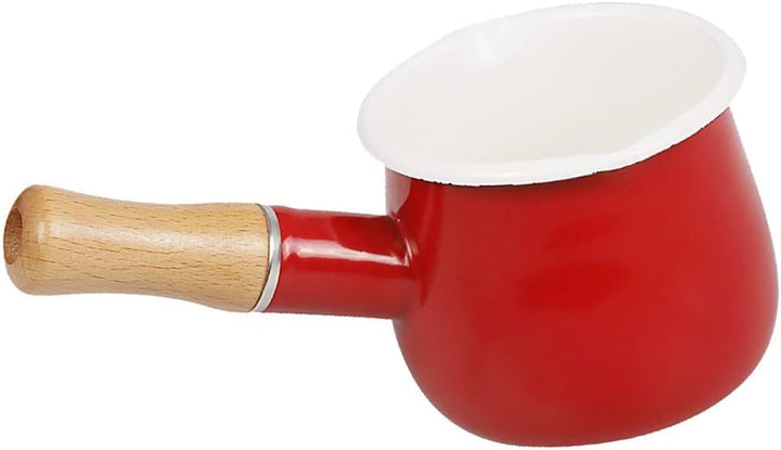 550ml Antihaft Klein Milchtopf Milchpfanne mit Holzgriff für Induktion Gasherd Rot, Rot