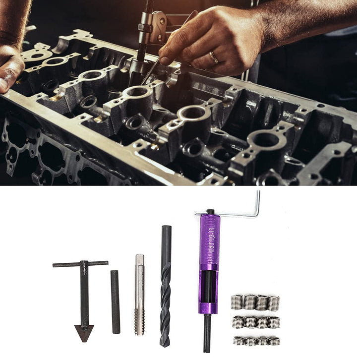 Reparatursatz für Gewindeeinsätze, 1/2-Zoll-13 UNC mit 12 Gewindeeinsätzen, Handwerkzeug, Edelstahl-