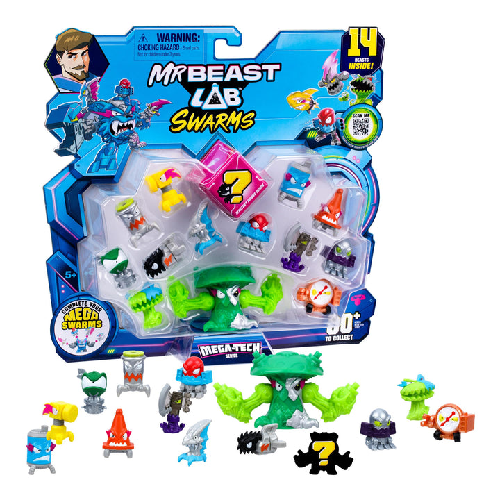 MrBeast Lab Swarms Mega‑Tech Serie: Verlasse das Labor und bereite Dich auf den Kampf vor. Sammle üb