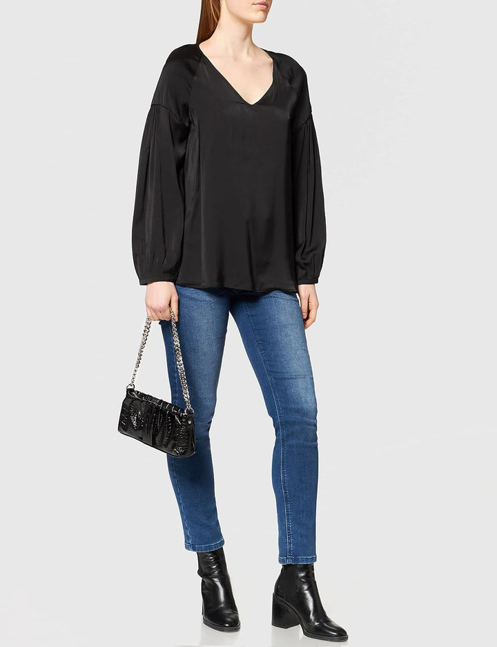 Comma Damen Bluse Langarm Bluse Langarm 32 9999 Black, 32 9999 Black