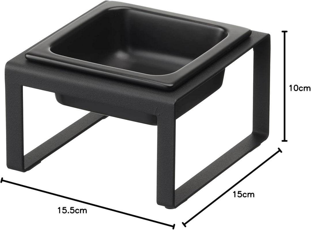 Yamazaki TOWER 5817 Futternapfständer einzeln, 300ML, Schwarz, Stahl/Keramik, Pet Food Bowl Stand, S