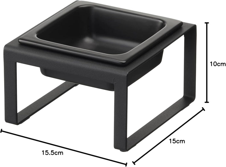 Yamazaki TOWER 5817 Futternapfständer einzeln, 300ML, Schwarz, Stahl/Keramik, Pet Food Bowl Stand, S