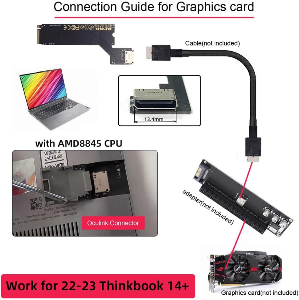 NFHK PCI-E 4.0 M.2 M-Key auf Oculink SFF-8612 SFF-8611 Host Adapter für 2022 2023 ThinkBook 14+ exte
