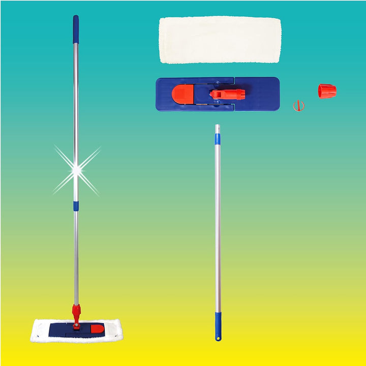 Sonty 2 Stück Wischmopp Set 40cm, Klapphalter Magnet, Mopstange Alu, Microfaser Mopp (2), 2