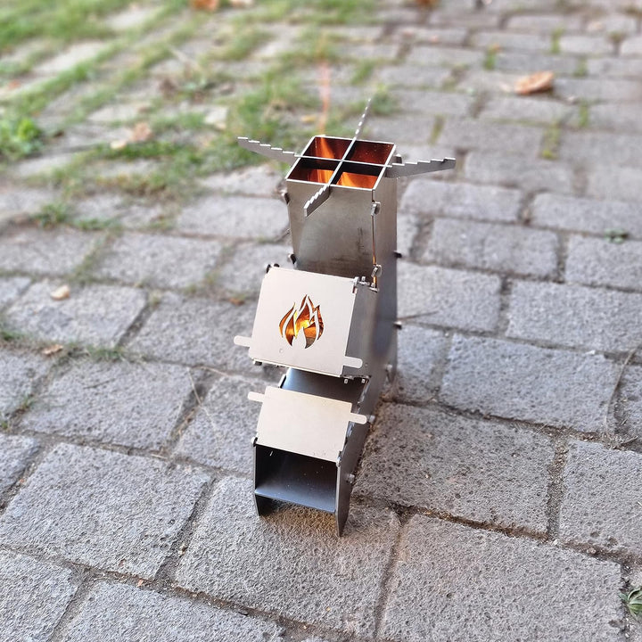 Fire World - Raketenofen - Rocket Stove - Stecksystem aus massivem 3 mm dickem Stahl - Feuerschale -