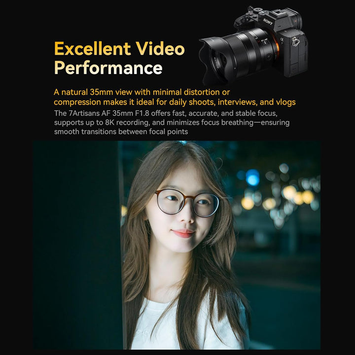 7artisans AF 35mm F1.8 Vollformat-Kameraobjektiv, kompatibel mit Sony E-Mount, grosse Blende, Prime,