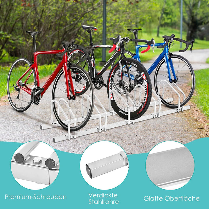 COSTWAY Fahrradständer Standparker Bodenständer Aufstellständer mit 4/5/6 Fahrrad Stellplätze, Mehrf